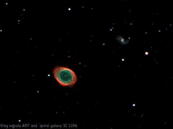 M57 Ring nebula and IC1296