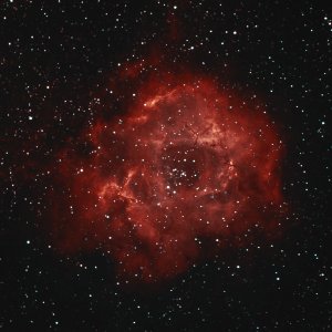 Rosette nebula f=300mm telephoto lens at f/D=4, HOO